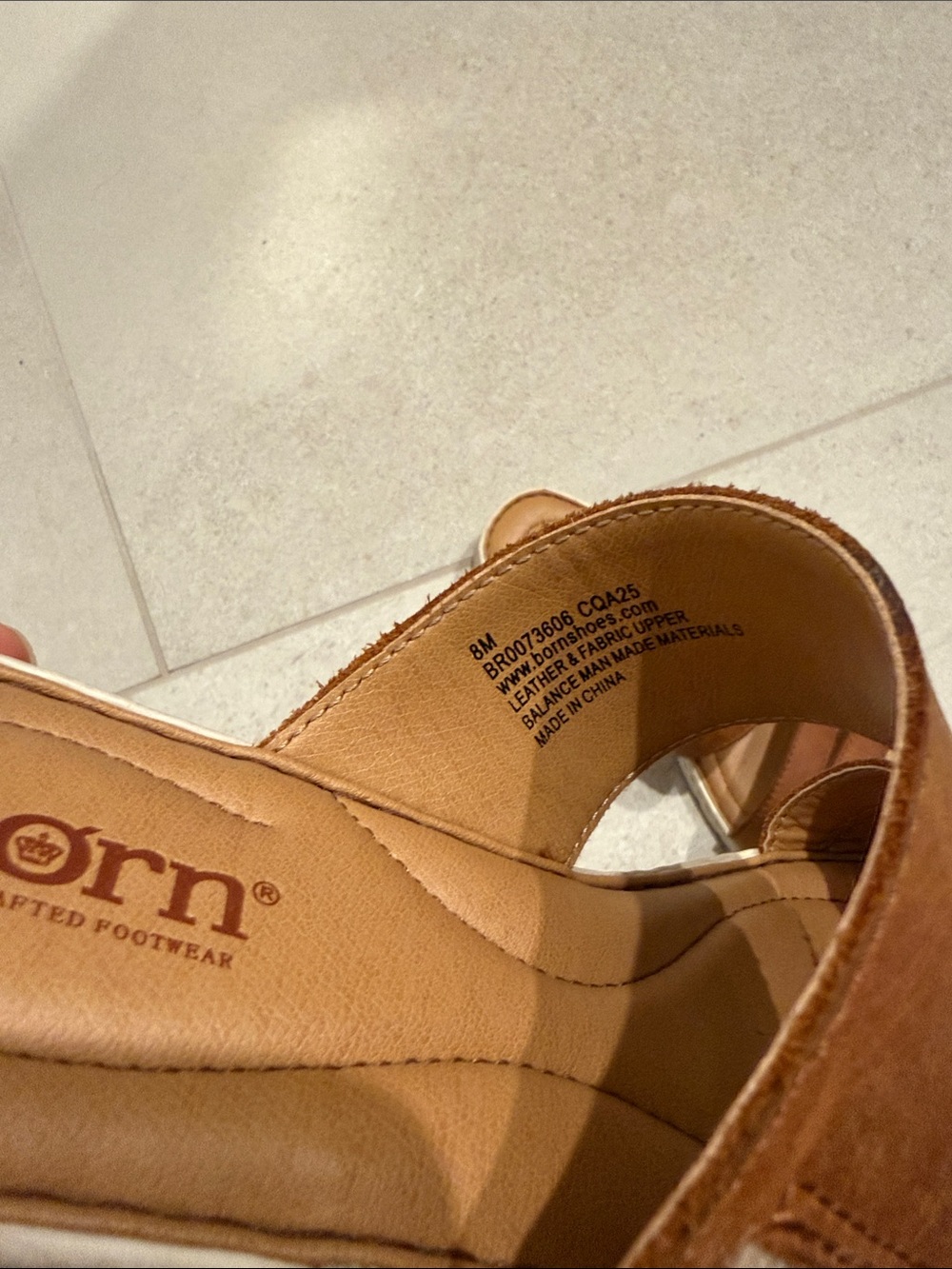 Born Tan Leather Triple-Strap Slide Sandals 8 - Picture 4 of 8